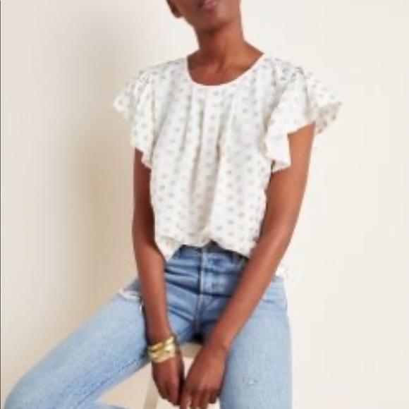 Anthropology Aria shimmer blouse M - Picture 2 of 10